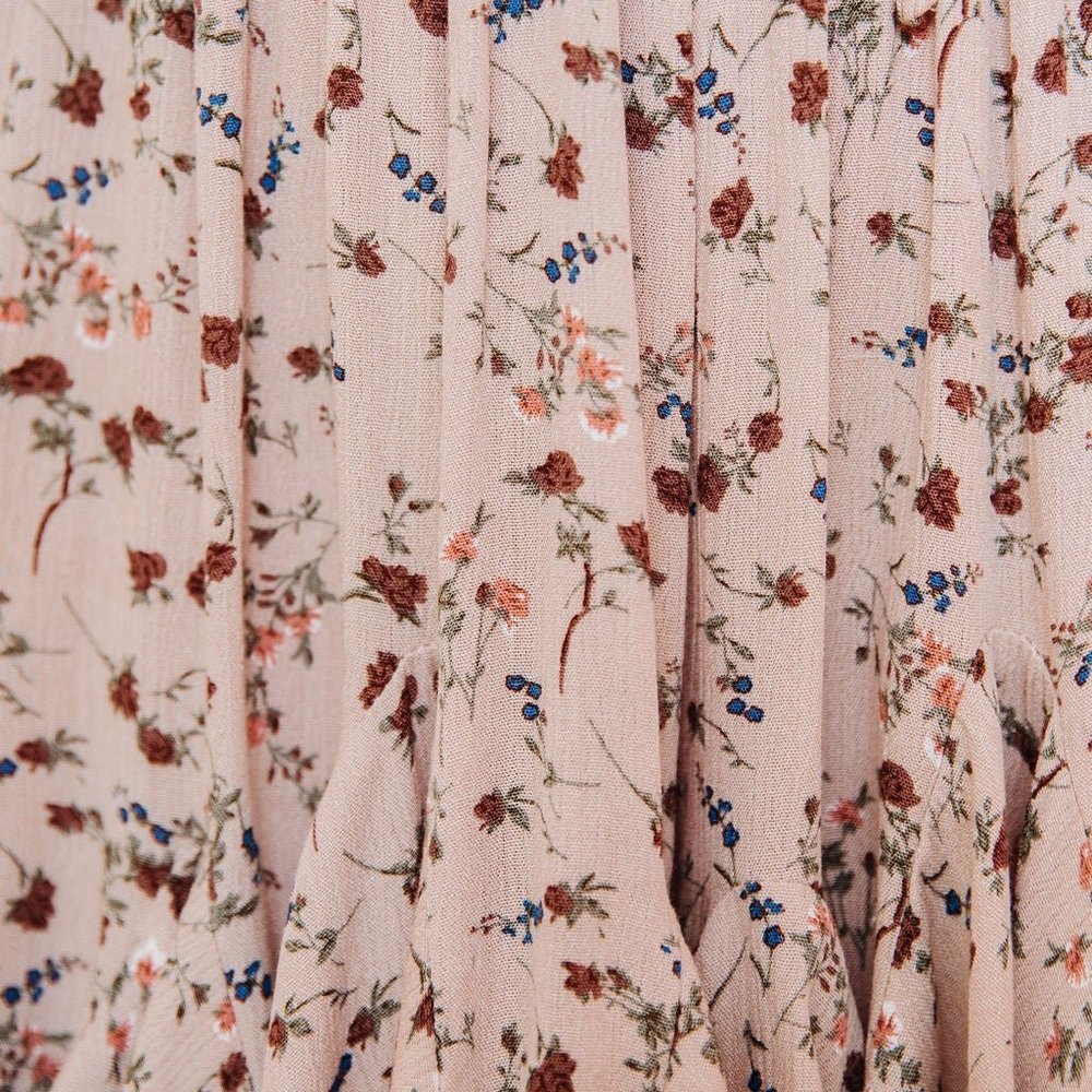 LAST ONE -VERSA FLORAL RUFFLE SHORTS - TAUPE - Picture 7 of 10